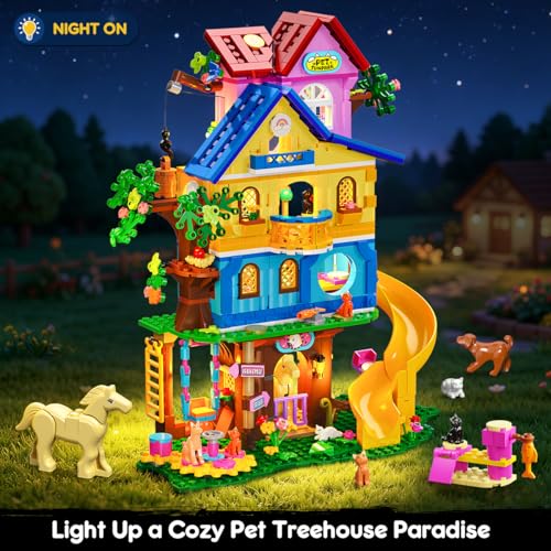 Girl Pet Tree House Blocks with Slides Swings