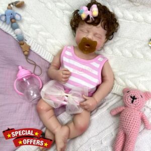 Reborn Baby Dolls Silicone Full Body with Hair - 20 Inch Loulou Mouth that Opens Sleeping Newborn Doll Anatomically Correct for Collectors (Girl)