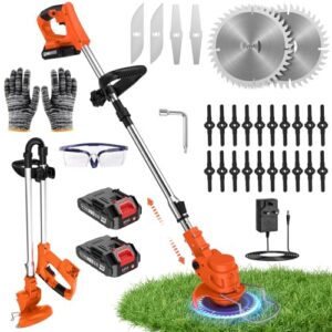 800W Powerful Electric Strimmer with 2 Batteries & Charger