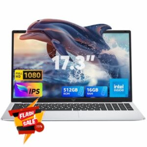 17.3 inch Laptop with 12th Quad-Core N95 Processor up to 3.4GHz (Beat N5205/N5095) 16GB RAM DDR4 512GB M.2 SSD Laptops