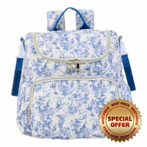 Floral Nappy Changing Bag Backpack Cotton Quilted Diaper Rucksack for Mums Baby Travel Backpack with Stroller Strap
