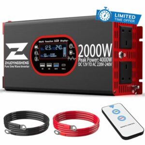 2000W/4000W Pure Sine Wave Inverter 12V to 240V AC Car Power inverter with LCD Display