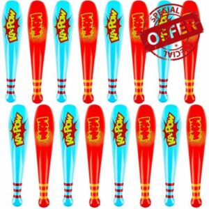 16 Pack 22 Inch Inflatable Bat Baseball Bats Inflatable Toy Blow up Bat Bat Inflates for Pool Party Favors Carnival Birthday Swimming