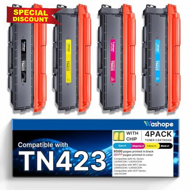 TN423 Toner Compatible for Brother TN-423 Toner Multipack TN-421 TN421 for Brother MFC-L8690CDW HL-L8260CDW HL-L8360CDW MFC-L8690CDW MFC-L8900CDW DCP-L8410CDW DCP-L8410CDN Printer (4-Pack)