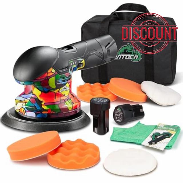 BATOCA S3 Cordless Car Polisher Buffer Sander Dual Action Polishing Machine with 2 2.0Ah Battery for Car Boat Motorcycle DIY Polish Buffing Clean 6inch Polishing Pads Polish Kit 6 Speeds 2500-5000RPM