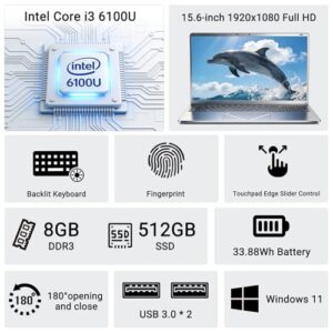 Win 11 Business Laptop Computer 8GB RAM 512GB SSD