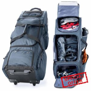Large Rolling Baseball Catchers Gear Bag with Wheels