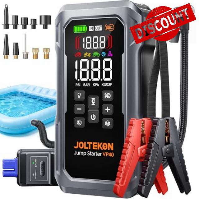 6000A 160PSI Jump Starter Power Pack with Air Compressor＆Blower