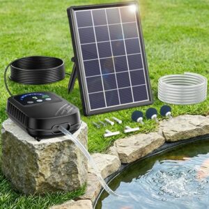 4W Solar Pond Air Pump with 2600mAh Battery for Small Garden Ponds (≤5㎡) Fish Tank Hydroponic