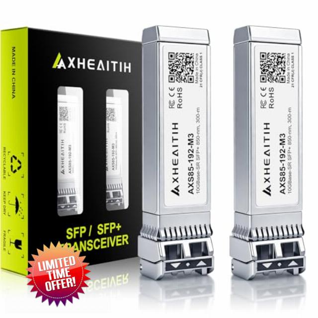 2 Pack 10GBase-SR LC Transceiver 10G Multimode Optical Module SFP+ MMF 850nm 300M for Cisco for Meraki for Ubiquiti for Fortinet for Mikrotik for Netgear for D-Link for Supermicro for TP-Link and More