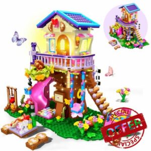 CUBIMANA Tree House Building Set with LED Light - 618PCS Treehouse Building Block Toys