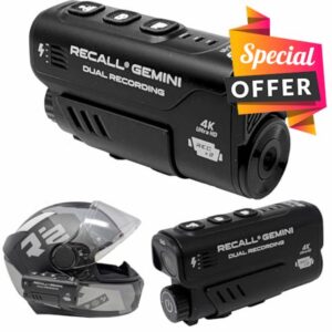 Recall Rider GEMINI 4K Dual Twin Front and Rear Recording Helmet Riding Camera 128GB Cam 4K HD Double Action Safety Cam For Motorcycle