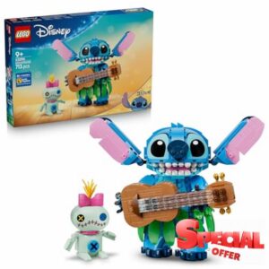 LEGO | Disney Stitch & Scrump Toy - 2 Figures w/Accessories incl. a Ukulele for Kids' Room Decor - Birthday Gift Idea for 9+ Year Old Girls