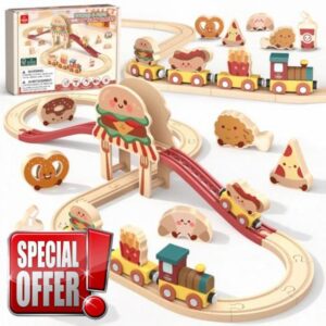 Lehoo Castle Wooden Train Set for Toddlers