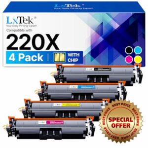 LxTek 220X 220A Toner Cartridge: With Chip Compatible for HP 220X with HP Color Laserjet Pro MFP 4302dw 4302fdw 4302fdn 4202dn 4202dw W2200X W2201X W2202X W2203X Print