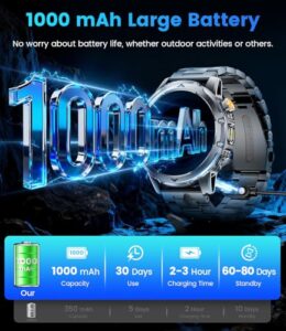 1.53" Fitness Tracker with 1000 mAh Ultra-Long Battery/Flashlight/Bluetooth Calling/Health Monitor / 120+ Sports Modes / IP68 Waterproof for iOS Android