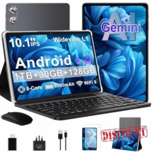 fezawio 10.1 Inch Android 15 Tablet with Gemini AI