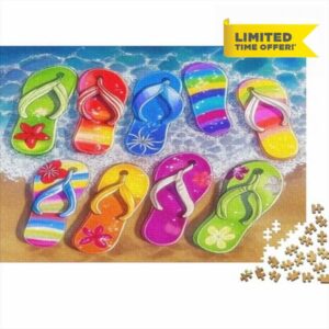 Flip Flops 1000 Piece Jigsaw Puzzle Paper for Adults Beach Waves Jigsaw Puzzle for Family Focus Decor Relaxing 70x50cm/1000pcs