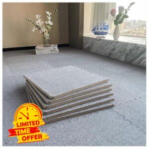 Short-pile Interlocking Carpet Tiles Thin Foam Interlocking Floor Mats Soft Comfort Solid Colored Puzzle Mat Floor Mats Four Seasons Interlocking Mat(Light Gray