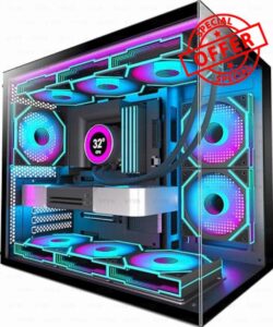 H3 ATX PC Case - Pre-Installed with 6 Infinity Mirror PWM ARGB Fans - Compact Dual Cavity Mid-Tower Gaming PC Case