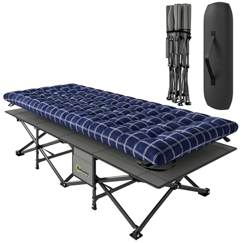 80cm Extra Wide Folding Cots with Side Pocket and Carry Bag