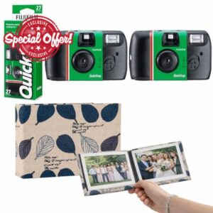 Fujifilm Quicksnap 27 Exposure Disposable Camera With Flash 400 ISO Speed Film Bundle – Includes 2 x Single Use Cameras