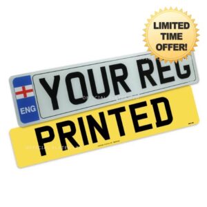 Printed Plates for Car Van MOT Legal Front Rear Pair (Standard Oblong 520x110)