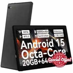 Gleeso Tablet 10 inch Android 15 Octa-Core Processor