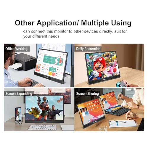 HDMI USB-C Portable Monitor for Laptop Computer PS4/5