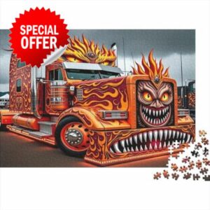 Flame Monster Truck 1000 Piece Jigsaw Puzzle for Adults Paper Night Street Puzzle Game for Family Home Decor 70x50cm/1000pcs