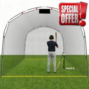 Baseball Batting Cage for Backyard: 13x10x8FT Heavy Duty Training Net with Fiberglass Poles & PE Netting - Portable Collapsible Hitting Tunnel for Home Park Use by Youth Players Coaches