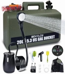 Beviliu Portable Shower Camping with 11L & 20L Food Grade Water Tank