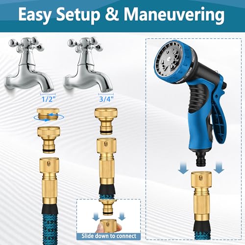 Heavy Duty Expanding Hosepipes for Garden(Blue Black)