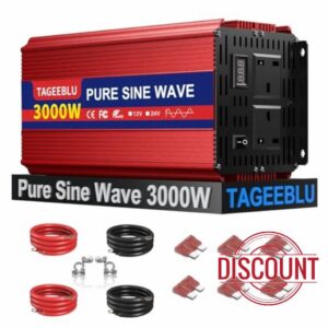 Pure Sine Wave Power Inverter 3000w DC 24V to AC 240V Voltage Converter with 2 AC Outlets