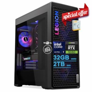 Lenovo Legion Tower 7i Gen 10 Gaming AI Desktop | Intel 24-core Ultra 9 285K | 32GB DDR5 2TB SSD | GeForce RTX 5080 (Up to 1801 AI Tops) | 360mm Liquid Cooler ARGB Fan 850W PSU Win11 w/DLCA Accessory