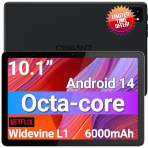 DigiLand Tablet 10.1 inch Android 14 Octa-Core Processor