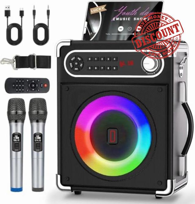 Karaoke Machine with 2 Wireless Microphones