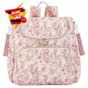 Floral Nappy Changing Bag Backpack Cotton Quilted Diaper Rucksack for Mums Baby Travel Backpack with Stroller Strap