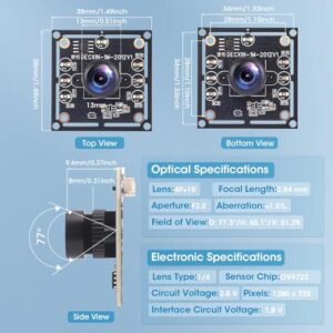 720P HD Webcam with 100° Distortion-Free Wide Angle Lens