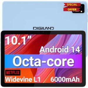 DigiLand Tablet 10.1 inch Android 14 Octa-Core Processor