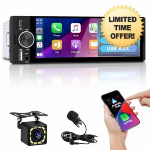 Single Din Bluetooth Car Stereo Compatible with Apple CarPlay Android Auto