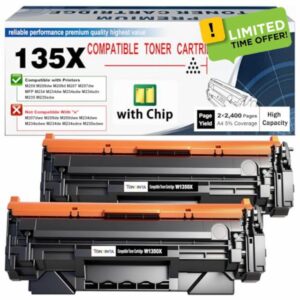 135X W1350X ( 135A W1350A ) Compatible Toner Cartridges [with CHIP] High Capacity 2400 Pages Black for M209 M209d M209dw M207dw M234d M234dw M234sdw M234sdn M235sdw Printers (2 Pack)
