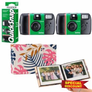 Fujifilm Quicksnap 27 Exposure Disposable Camera With Flash 400 ISO Speed Film Bundle – Includes 2 x Single Use Cameras