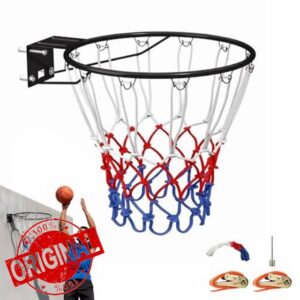 Basketball Rim 18'' (45cm) Full size Replacement Outdoor Wall Door Mounted with All Weather Net Solid Steel 18 Inch