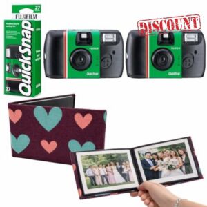 Fujifilm Quicksnap 27 Exposure Disposable Camera With Flash 400 ISO Speed Film Bundle – Includes 2 x Single Use Cameras