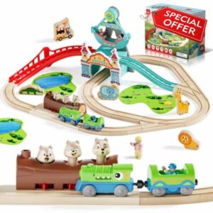 Lehoo Castle Wooden Train Set for Toddlers