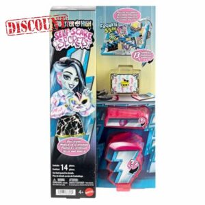 Monster High Self-Scare Secrets Frankie Stein Doll and Accessories Set with 13 Realistic Surprises like Hair Dye Kit and Gaming Console