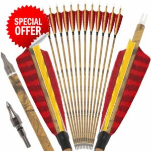 30 Inch Camo Carbon Arrow Practice Hunting Arrow Spine 500 ID 6.2 4 Inch Turkey Feathers for Traditional Recurve Compound Bows