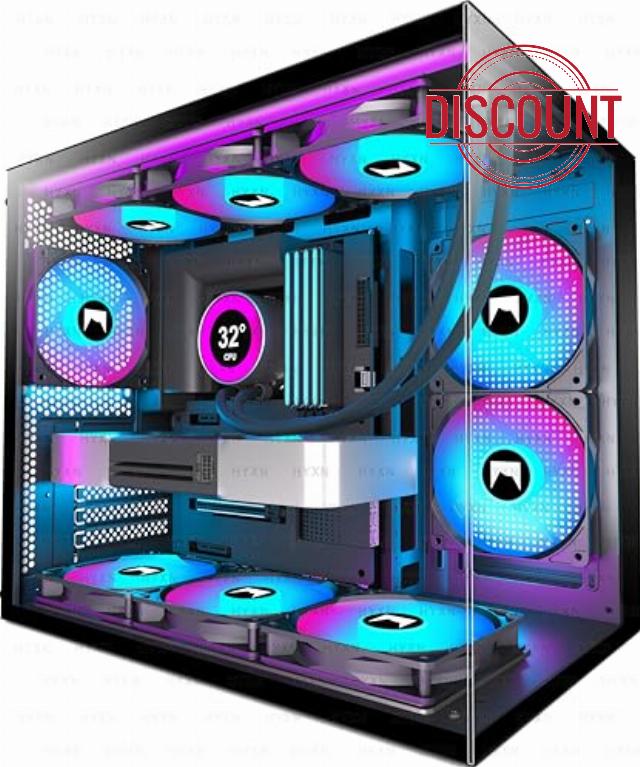 H3 ATX PC Case - Pre-Installed with 3 ARGB Fans - Compact Dual Cavity Mid-Tower Gaming PC Case