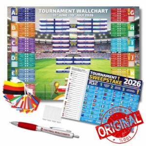 2026 World Cup Wallchart Bundle – A1 Sized Stadium Glow Style Tournament Tracker with Flags